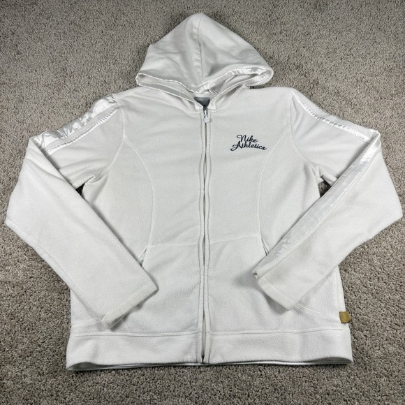 Nike Tops - Nike Hoodie Womens Full Zip Fleece White Y2K Athletic Training Casual